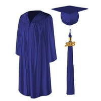 Клас Акт за завършване на възрастни лъскава шапка за дипломиране и рокля със съвпадащи чар и златен чар, голям, 6'0 -6'2
