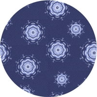 Ahgly Company Indoor Round Marvemed Lapis Blue Area Rugs, 7 'Round