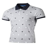 Lumento Men Summer Business Polo ризи Небрежно отпечатани тениски с къс ръкав върхове светло сиво xxl