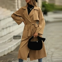 Ингуо дамски Блуза от вълна палто тънък палто Тренч дълго яке дамски тънък дълъг колан елегантен Връхно Облекло