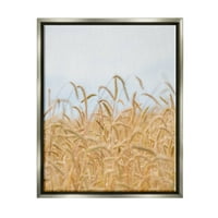 Селска Пшеница Полски Култури Пейзаж Снимка Блясък Сива Рамка Изкуство Печат Стена Изкуство